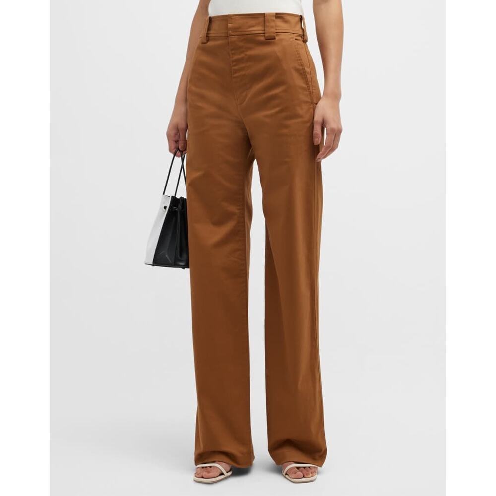 A.L.C. Lawrence Mid-Rise Wide Leg Straight Pants in "Cognac" Brown Size 4 - Picture 1 of 9